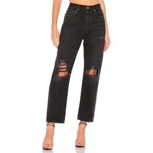 AGOLDE 90s Mid-Rise Loose Jeans Black Size 23 Distressed Grunge